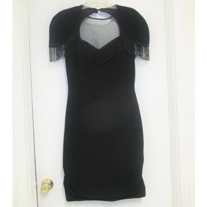 Dress - Betsy & Adam Black Fancy Dress Fluted Beads